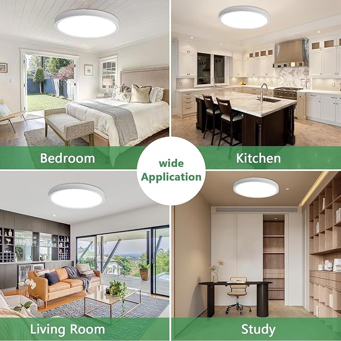 20 Inch Large LED Flush Mount Ceiling Light with Remote, 40W,4350LM, 3000K-6000K Selectable, White Round Flat Panel Low Profile Ceiling Light Fitures for Hallway, Kitchen, Bedroom, Laundry Room