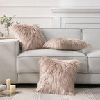 Phantoscope Faux Fur Solid Decorative Pillow Cover Fluffy Throw Pillow Mongolian Luxury Fuzzy Pillow Case Cushion Cover for Bedroom and Couch, Beige 20 x 20 Inches, Pack of 1