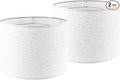 Oatmeal linen Textured Lamp Shades Set of 2 Large Drum Lamp Shade 16``Top x 16``Bottom x 12``High(Spider) Farmhouse Lampshade for Table Lamp & Bedside Lamp - Replacement Lampshade