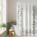 KGORGE Fabric Shower Curtain, Linen Blend Washable Decor for Bathroom Toilet Hotel Spa with 12 Hooks, Fresh Spring Design Semi Sheer Curtain, W 72 x L 78 inches, 1 Panel