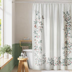KGORGE Fabric Shower Curtain, Linen Blend Washable Decor for Bathroom Toilet Hotel Spa with 12 Hooks, Fresh Spring Design Semi Sheer Curtain, W 72 x L 78 inches, 1 Panel