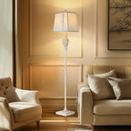 Rustic Floor Lamp 65'' Tall with Nightlight Cut Corner Linen Fabric Shade Vintage Standing Lamp for Living Room, Bedroom, Office, House (Bulb Included)