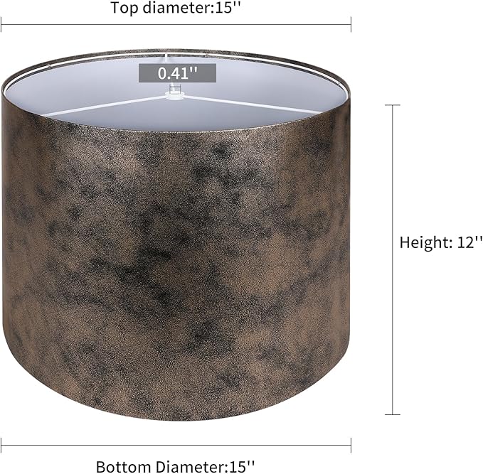 Lamp Shades set of 2 Large Drum Lampshade for Floor Lamps and Table Lamps Come With 2 Lamp Shade Holders New Crocodile Print Lampshade，Top 15"× Bottom15"× Height12" Spider Easy Assemble