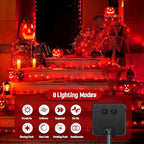 JMEXSUSS 2 Pack Red Solar Lights Outdoor Waterproof, Each 33FT 100 LED Red Halloween Lights, Solar Fairy String Light for Outside Tree Party Patio Christmas Halloween Decorations