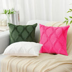 decorUhome Throw Pillow Covers 16x16 Inch Set of 2, Soft Plush Faux Fur Wool Hot Pink Couch Pillow Covers, Decorative Neutral Pillow Cases for Bed Sofa Living Room Home Decor