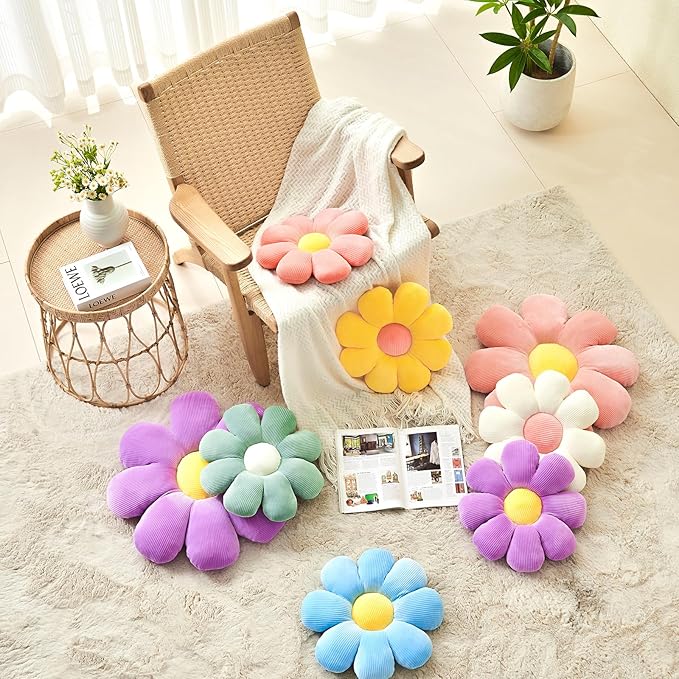 Flower Pillow,Cute Daisy Flower Shaped Throw Pillow for Home Decor,Soft Flower Throw Pillow Seating Cushion for Bedroom,Sofa,Couch (15.7",Pink)