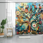 Bohemian Bathroom Curtain Colorful Boho Floral Print Beautiful Bright Polyester Fabric Cloth Shower Curtain for Bathroom Decoration, 72"x72"