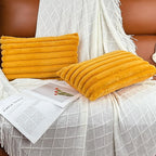 12x20 Throw Pillow Covers Set of 2, Decorative Faux Fur Covers for Bed, Couch Soft Fluffy Pillow Cover with Velvet Back for Living Room, Neutral Home Décor Accent for Sofa - Yolk Yellow