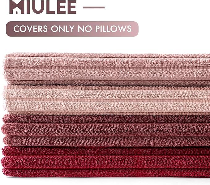 MIULEE Boho Farmhouse Christmas Throw Pillow Covers 18x18 Inch Set of 4 Romantic Decorative Cushion Covers Spring Corduroy Home Decor for Feminine Valentines Couch Bed Sofa Living Room Aesthetic Pink