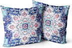Snycler Ethnic Pattern Blue Boho Pillow Cover 18x18 Inch Set of 2 Southwest Farmhouse Double Sided Pillow Cover Home Decor Cotton Throw Soft Pillow Case Cushion Cover for Sofa Couch