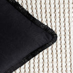 Foindtower Set of 2 Decorative Linen Fringe Throw Pillow Covers Cozy Boho Farmhouse Cushion Cover with Tassels Soft Accent Pillowcase for Couch Sofa Bed Living Room Home Decor, 26×26 Inch, Black
