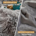 XeGe Fluffy Faux Fur Pillow Cases, Plush Shaggy Ultra Soft Fuzzy Pillowcases, Crystal Velvet Furry Decorative Pillow Shams with Zipper Closure, Set of 2(Standard, Light Gray Ombre)