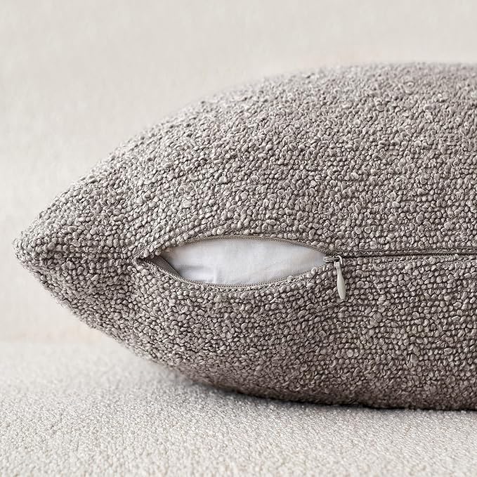 MIULEE Textured Boucle Throw Pillow Cover Silver Grey Accent Solid Eruo Sham Pillow Case Decorative Soft Pack of 1 Couch Cushion Chair Sofa Bedroom Livingroom Home Decor,24x24 Inch
