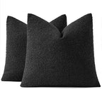 MIULEE 18x18 Inch Decorative Pillow Covers for Couch Bed Set of 2 Textured Boucle Neutral Winter Throw Pillows Halloween Black Accent Solid Cushion Pillowcases Sofa Livingroom Home Decor