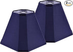 GO&SO Blue Lamp Shade Bell Lamp Shades Set of 2,Scalloped Lamp Shade 6.5"Top x 13"Bottom x 11.2"Slant Height x 10.5''Vertical Height, Silk Fabric Lamp Shades for Table Lamps,Floor Lamp,Easy Assembly