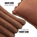 Neelvin Brown Faux Fur Cozy Soft Stripe Decorative Throw Pillow Covers 20x20 inch Set of 2,Velvet Pillowcase Cushion Case for Sofa Couch