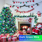100FT 300 LED Christmas Lights Outdoor, Christmas Tree Lights with 8 Modes Waterproof, Plug in Green Wire String Twinkle Light for Indoor Xmas House Patio Yard Decorations, Blue Green
