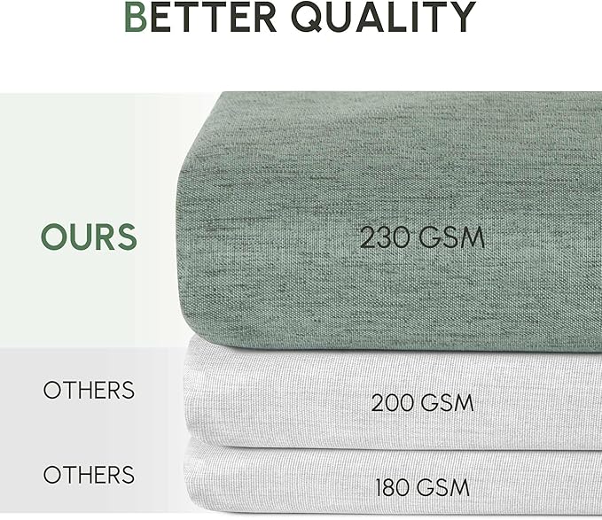 No Hooks Linen Textured Shower Curtain with Snap-in Fabric Liner Set, Hotel Shower Curtain Set for Bathroom with See Through Top Window, Waterproof & Washable, 72Wx74H, Green