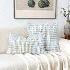 Boho Chenille Tufted Pillow Cover 12x20 Inch Set of 1, Farmhouse Striped Decorative Pillow Covers Accent Fluffy Neutral Lumbar Pillowcases for Couch Sofa Bedroom Living Room, Gray Khaki