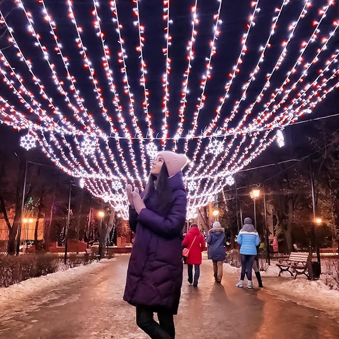 Red and White Christmas Lights Outdoor Waterproof 66ft 200 LED Christmas String Lights 8 Modes Plug in Twinkle Fairy Lights with Timer Memory for Indoor Outside Bedroom Home Party Decoration