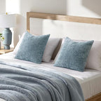 MIULEE Pack of 2 Euro Sham Pillow Covers 24x24 Inch Coastal Smoke Blue Modern Boho Accent Decorative Throw Pillow Covers Chenille Farmhouse Cushion Covers for Home Decor Couch Bed Sofa Living Room