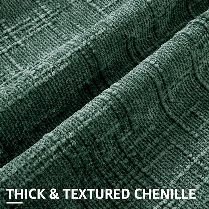 decorUhome Christmas Green Chenille Throw Pillow Covers 16x16 Set of 2 Thick Textured Slubby Couch Pillow Covers Farmhouse Accent Modern Neutral Decorative Pillow Cases for Bed Sofa Living Room