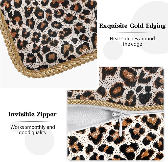 KSLIDS Leopard Print Faux Fur Soft Velvet Throw Pillow Covers Set of 2 Brown Black Cheetah Decorative Pillow Covers 18x18 Inch Animal Pillow Case for Sofa Couch Bedroom Farmhouse Home Decor