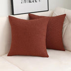 Jeneoo Rust Decorative Square Thick Throw Pillow Covers Fine Textured Boucle Terracotta Couch Cushion Cases for Livingroom Sofa Decor, Set of 2, 20 x 20 Inch