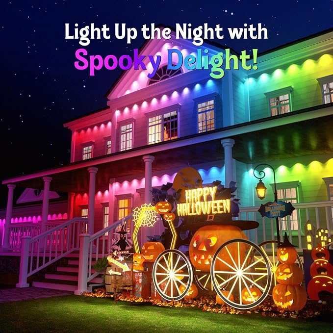 Fitop Permanent Outdoor Lights, 50FT RGB Smart Eaves Light for House, IP67 Waterproof LED Strip Light, Extendable Outdoor Decor Lights, Music Sync, App/Remote Control, Compatible with Alexa/Google