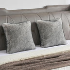 FUTEI Beige Decorative Throw Pillow Covers 18x18 Inch Set of 2,Soft Faux Raccoon Fur Textured Cushion Case,Modern Home Luxurious Decor for Couch Bed Living Room