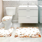 MEHOFOND 4pcs Fall Pumpkin Maple Leaf Shower Curtain Set, Autumn Leaves Harvest Thanksgiving Watercolor Shower Curtain Sets, Fall Bathroom Decor with Non-Slip Rugs Toilet Lid Cover and Bath Mat