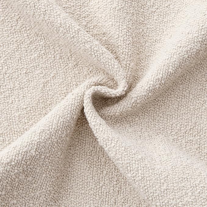 ANRODUO Pack of 2 Textured Boucle Throw Pillow Covers Soft Beige Decorative Accent Solid Pillow Cases Cozy Modern Couch Cushion Case for Chair Sofa Bedroom Living Room Home Decor, 18 x 18 Inch