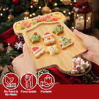 Christmas Serving Tray, Bell Shape Charcuterie Board, Bamboo Serving Platter Dish for Holiday Party Food Tray for Cheese Snack Fruit 10 x 8.7 x 0.6 Inches