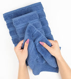 American Soft Linen Luxury Hand Towels for Bathroom, 600 GSM 100% Cotton Turkish 4 Piece Hand Towel Set, 600 GSM Hand Face Towels for Kitchen, Electric Blue Hand Towels