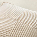 MIULEE Decorative Euro Sham Throw Pillow Covers for Couch Bed Livingroom 24x24 Inch Set of 2 Beige Boho Accent Throw Pllows Broadside Striped Patchwork Soft Corduroy Pillowcases