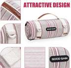 G GOOD GAIN Waterproof Picnic Blanket Portable with Carry Strap for Beach Mat or Family Outdoor Camping Party（Oat）