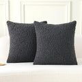 FUTEI Charcoal Throw Pillow Covers 20x20 Inch Set of 2,Furry Faux Fur Teddy Boucle Textured Cushion Covers,Soft Fluffy Decorative Pillow Case,Home Decor for Couch Bed Living Room Office Car
