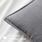 MIULEE Pack of 2 Grey Decorative Lumbar Pillow Covers 12x20 Inch Soft Chenille Luxurious Couch Throw Pillows Farmhouse Cushion Covers with Elegant Design for Sofa Bedroom Living Room Home Decor