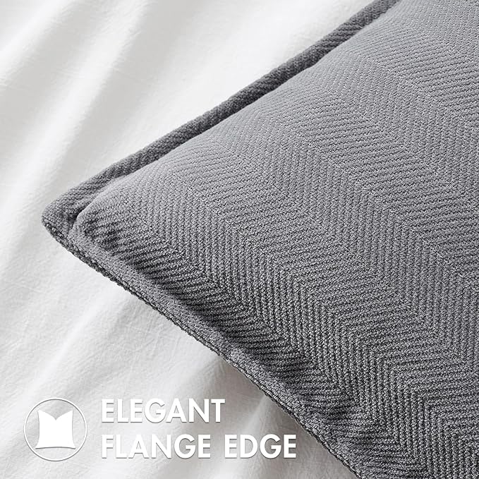 MIULEE Pack of 2 Grey Decorative Pillow Covers 22x22 Inch Soft Chenille Luxurious Couch Throw Pillows Farmhouse Cushion Covers Euro Shams with Elegant Design for Sofa Bedroom Living Room Home Decor