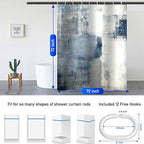 4Pcs Grey Bathroom Shower Curtain Sets with Rugs, Blue and Grey Abstract Painting Gray Retro Bathroom Sets with Shower Curtain and Rugs and Accessories