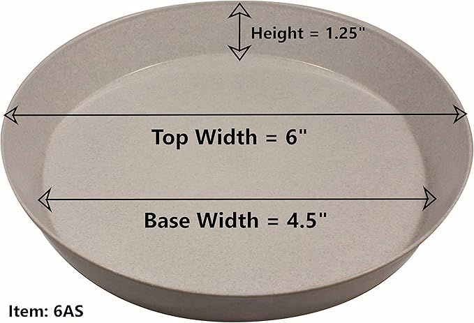6 Inch (4.5 Inch Base) Case of 5 Plant Saucer - Terra Cotta Colored Polypropylene,Heavy Duty Indoor/Outdoor Tray and Drip Pan,Collects Flower Pot Excess Water Made in USA