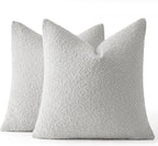 MIULEE 24x24 Decorative Euro Sham Throw Pillows for Bed Set of 2 Textured Boucle Neutral Winter Throw Pillow Covers Light Grey Accent Solid Couch Pillowcases Sofa Livingroom Home Decor