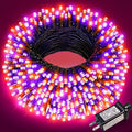 Purple Orange Halloween Lights Outdoor, 66FT 200 LED String Lights for Outside with 8 Modes Waterproof, Plug in Twinkle Tree Light Green Wire for Indoor Bedroom Garden Patio Party Decorations