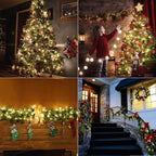 WATERGLIDE C6 Christmas Lights, 33ft 100 LED Faceted String Lights Green Wire Fairy Lights with 29V Safe Adaptor, 8 Lighting Mode, Waterproof for Indoor Outdoor Patio Xmas Tree Party Decor, Warm White