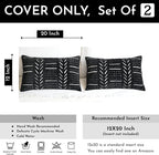 BlissBlush Black Decorative Lumbar Throw Pillow Covers 12X20, Set of 2, Boho Farmhouse Cushion Cover, Soft Accent Pillowcase for Couch Sofa Bed Living Room Home Décor