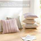 Decorative Pillow Covers Set of 2, Boho Farmhouse Couch Throw Pillows with Tassels, Textured Small Dot Pattern Cushion Cases for Sofa Living Room Home Decor (Grey, 20" x 20" (Pack of 2))