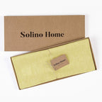 Solino Home Linen Chambray Yellow Table Runner 108 Inches Long - Athena, 100% Pure Linen Dining Table Runner 14 x 108 Inch