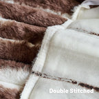 FUTEI Dark Coffee Decorative Throw Pillow Covers 12x20 Inch Set of 2, Soft Tie-Dye Faux Rabbit Fur Striped Texture Pillow Case, Modern Home Decor for Couch Bed Living Room
