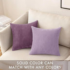 MIULEE Winter Pack of 2 Corduroy Pillow Covers Soft Soild Cushion Cases Decorative Square Throw Pillow Covers Lavender Pillowcases for Sofa Bedroom Car 18 x 18 Inch 45 x 45 Cm
