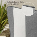 Decorative Outdoor Water Repellent Throw Pillows with Inserts, Set of 4, 16" x16" Pillows for Patio, Backyard, Bed, Couch, and Patio Furniture, Gray Stripe
